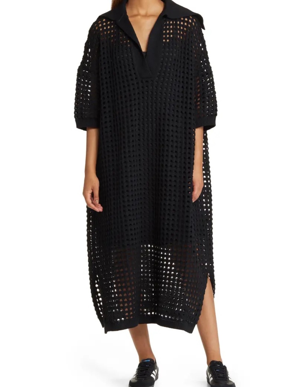 Black Crochet Cover-Up Dress for Women - Beach Swimwear